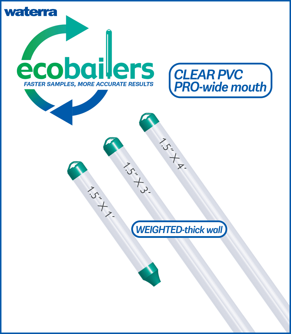 eco Bailer groundwater sampling - Clear PVC PRO thick wall Weighted carried by Waterra
