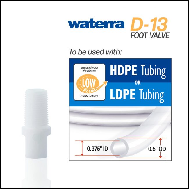 Waterra D-13 Delrin (acetal) Foot Valve with Low Flow HDPE and LDPE Tubing. Pump for sampling groundwater