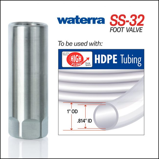 Waterra SS-32 Stainless Steel Foot Valve with High Flow HDPE Tubing