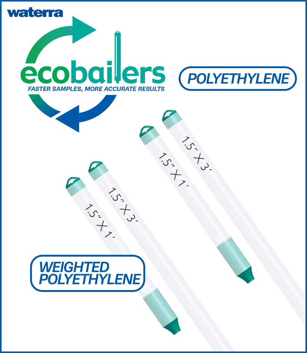 eco Bailer groundwater sampling - Regular and Weighted Polyethylene carried by Waterra