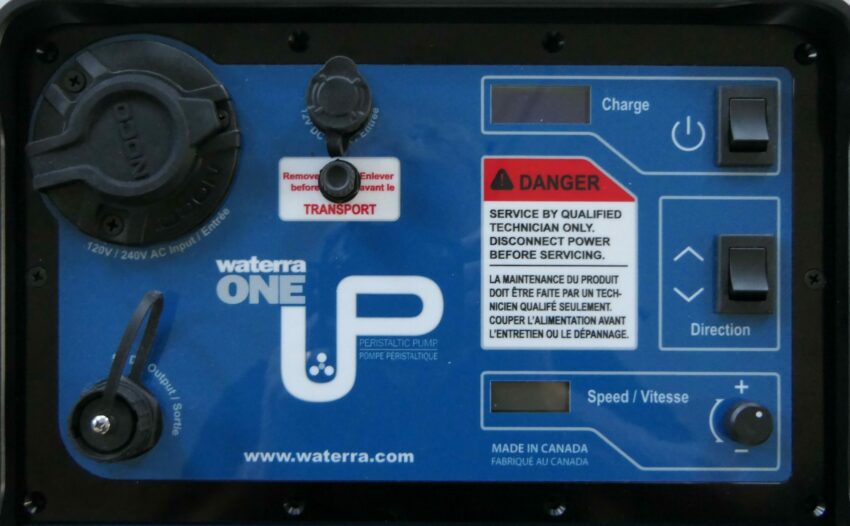 waterra 1 UP peristaltic pump control panel