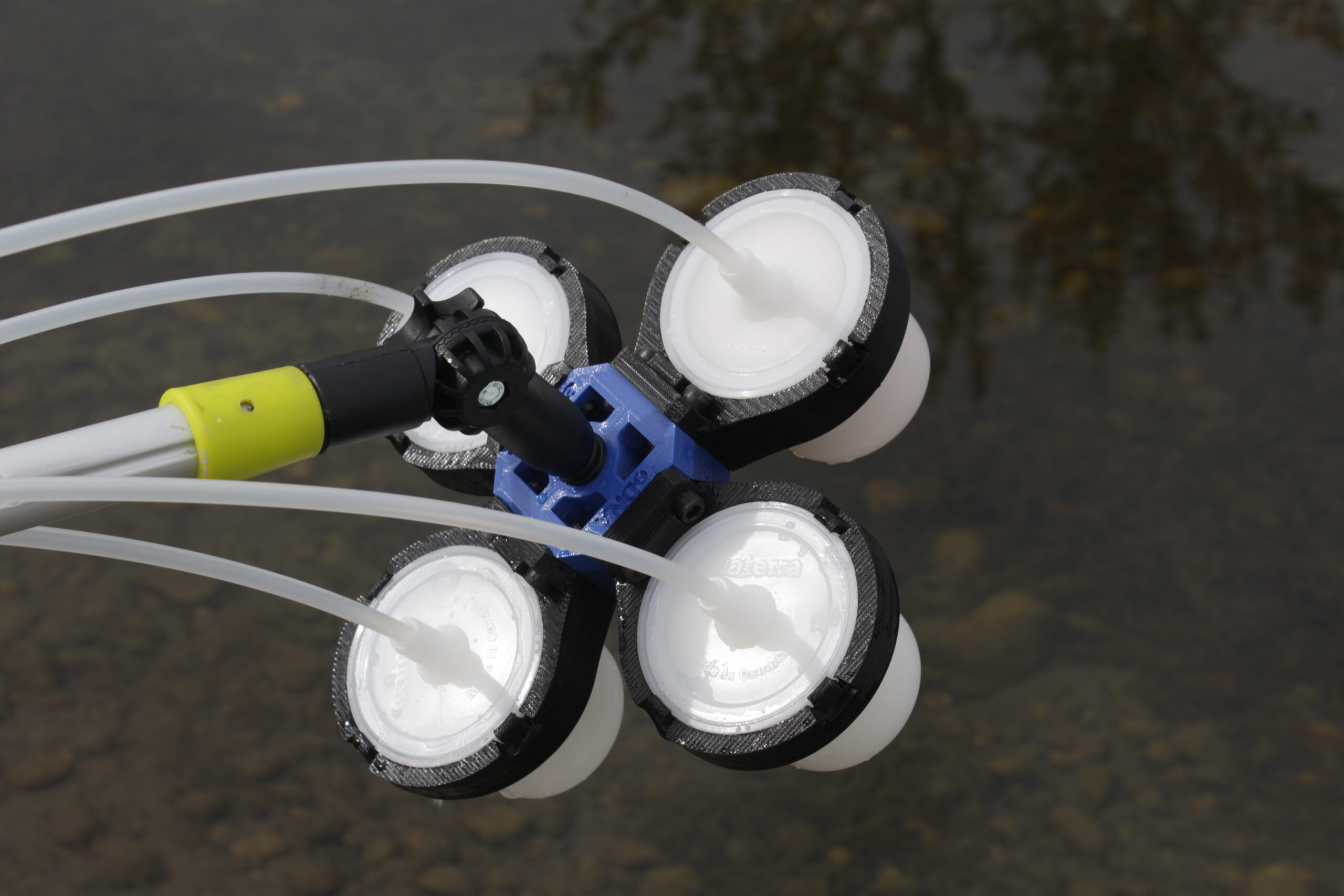 Fully Loaded Waterra Quad Holder with 4 eDNA Sampling Filters